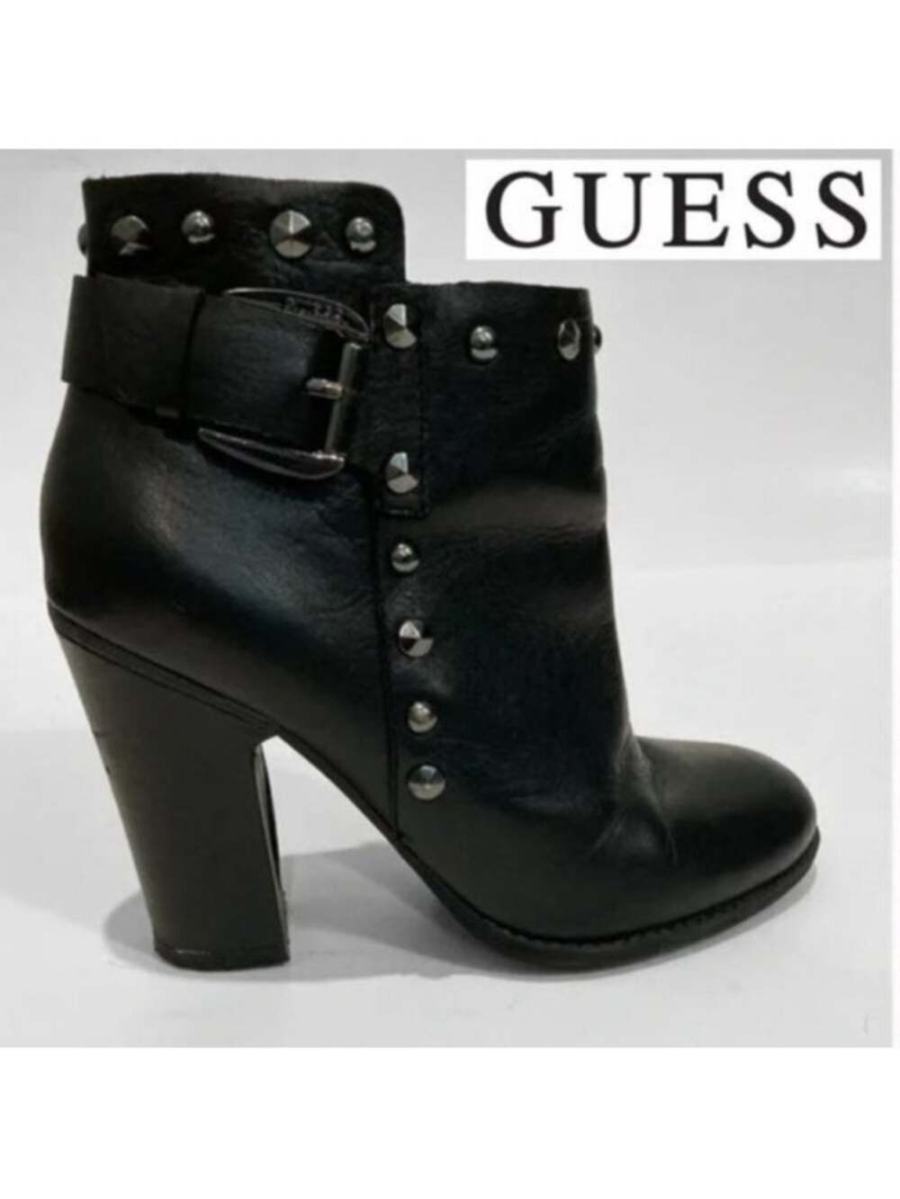 Guess Black Leather Studded Ankle Booties 6.5​​